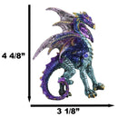 Standing Semi Metallic Purple Silver Space Galaxy Dragon With Gemstones Figurine