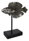 Marine Silver Tone Diamond-Tail Flasher Wrasse Fish Sculpture With Pole Stand