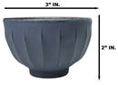 Dark Gray Ridged Lines Japanese Tetsubin Style Cast Iron Tea Cups Set of 4