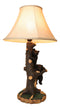 Rustic Western Forest Playful Black Bear Cubs Climbing On Tree Trunk Table Lamp