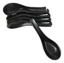 Pack of 6 Kokuyo Black Ceramic Asian Soup Spoons With Latch Hook Ends 5.75"L