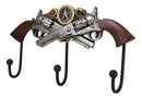 Rustic Western Old World Dual Six Shooter Gun Pistols With Lone Star 3 Pegs Hook