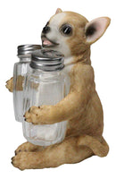 Cute Chihuahua Dog Salt and Pepper Glass Shakers Holder Kitchen Figurine
