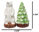 Arctic Wild Snow Polar Bear And Pine Tree Ceramic Salt And Pepper Shakers Set