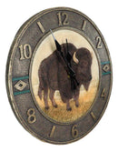 Frontier Land Legacy Southwestern Bison Wall Clock American Buffalo Sculpture