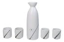 Yukino Hana Snow Flowers Porcelain Sake Carafe Flask 9oz And 4 Ochoko Cups Set