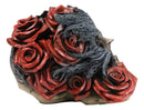 Day of The Dead Romantic Gothic Thorny Red Roses Two Faced Skull Figurine