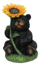 Backwoods Buddies Black Bear with Sunflower Figurine Rustic Woodland Accent