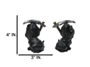 Set of 2 Halloween Grim Reaper Black Cats with Cloak and Scythe Figurines 4" H