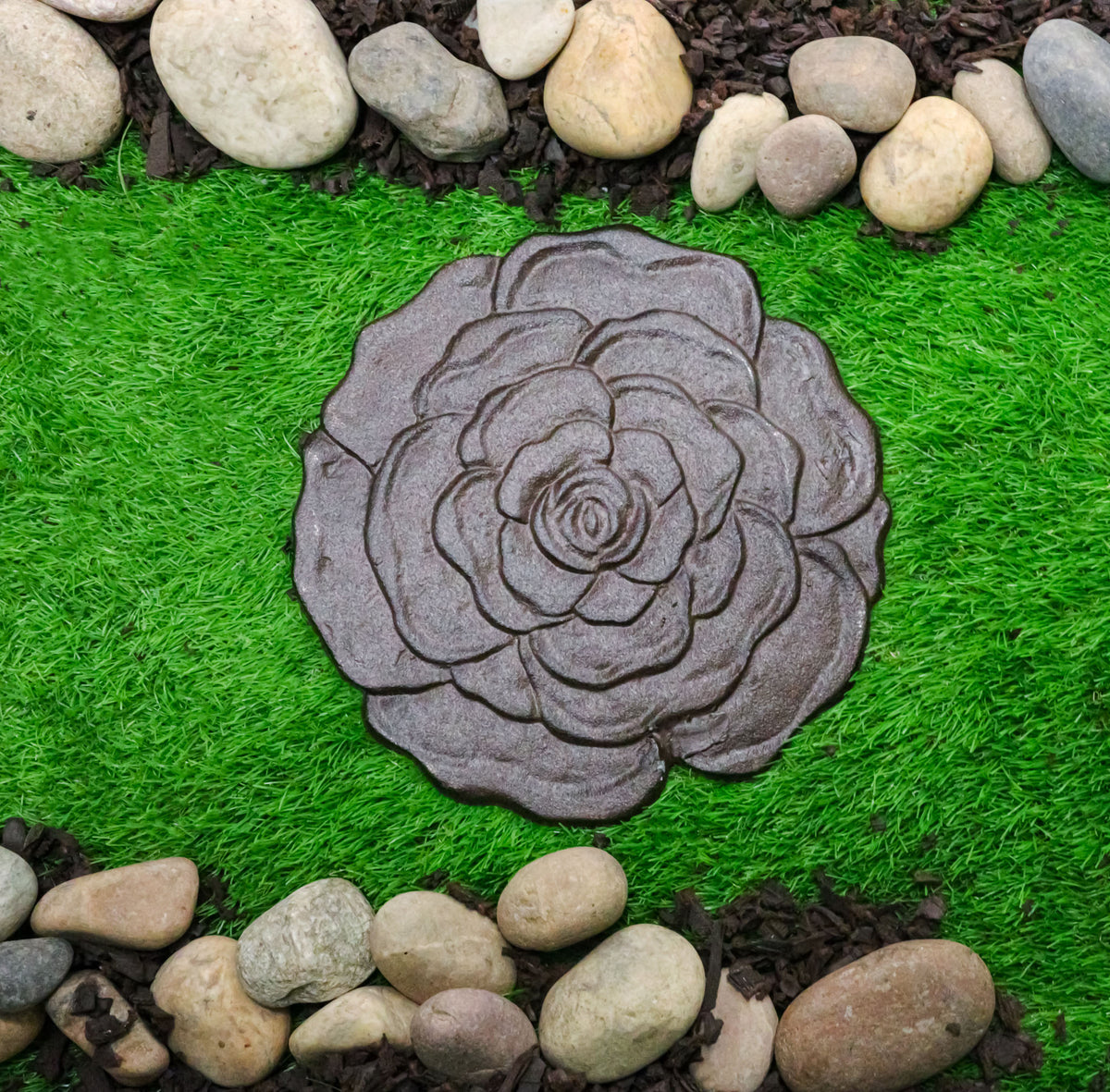 Pack Of 3 Rustic Cast Iron Rose Flower Blossom Garden Garden Stepping Stones - Ebros Gift