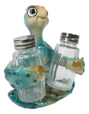 Marine Spotted Blue Shell Sea Turtle Glass Salt Pepper Shakers Holder Figurine