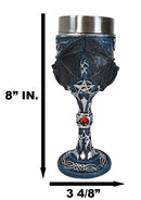 Vampire Flying Bat Blue With Silver Knotwork Scroll Patterns Wine Goblet Chalice