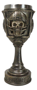 Gothic Raw Gridiron Football Tough Sports Player Skull With Helmet Wine Goblet