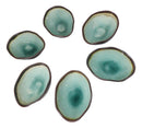 Pack Of 6 Green Midori Kannyu Porcelain Irregular Shaped Small Rice Bowls 10oz