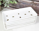 Pack Of 6 White Neta Zara Sushi Case Sashimi Plates With Drip Holes 8" By 3.75"