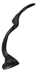 Set of 2 Cast Iron Nautical Baleen Blue Whale Tail Wall Coat Hooks Rust Bronze