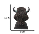 Rustic Western Buffalo Bust Figurine with Turquoise-Style Neck Ornaments & Horns