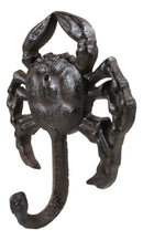 Pack of 2 Cast Iron Rustic Nautical Coastal Sea Shellfish Crab Wall Coat Hooks