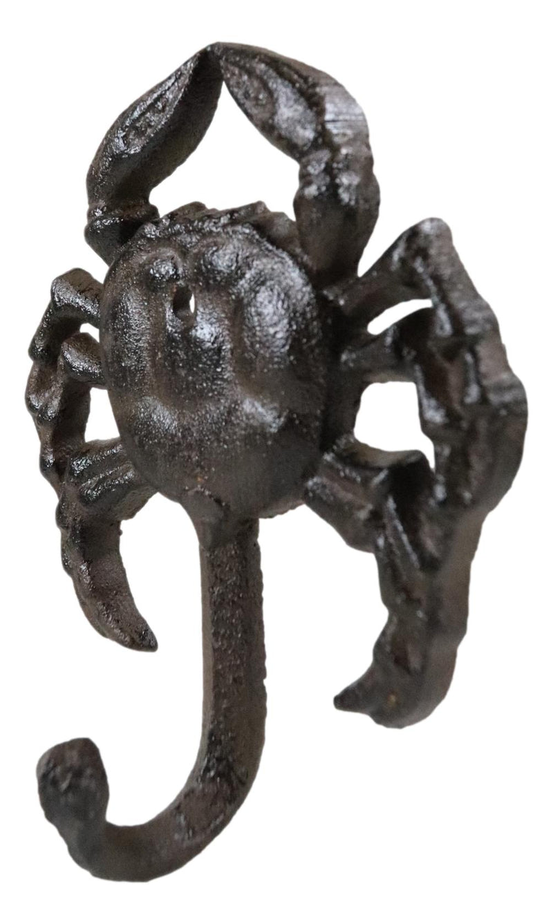 Pack of 2 Cast Iron Rustic Nautical Coastal Sea Shellfish Crab Wall Coat Hooks