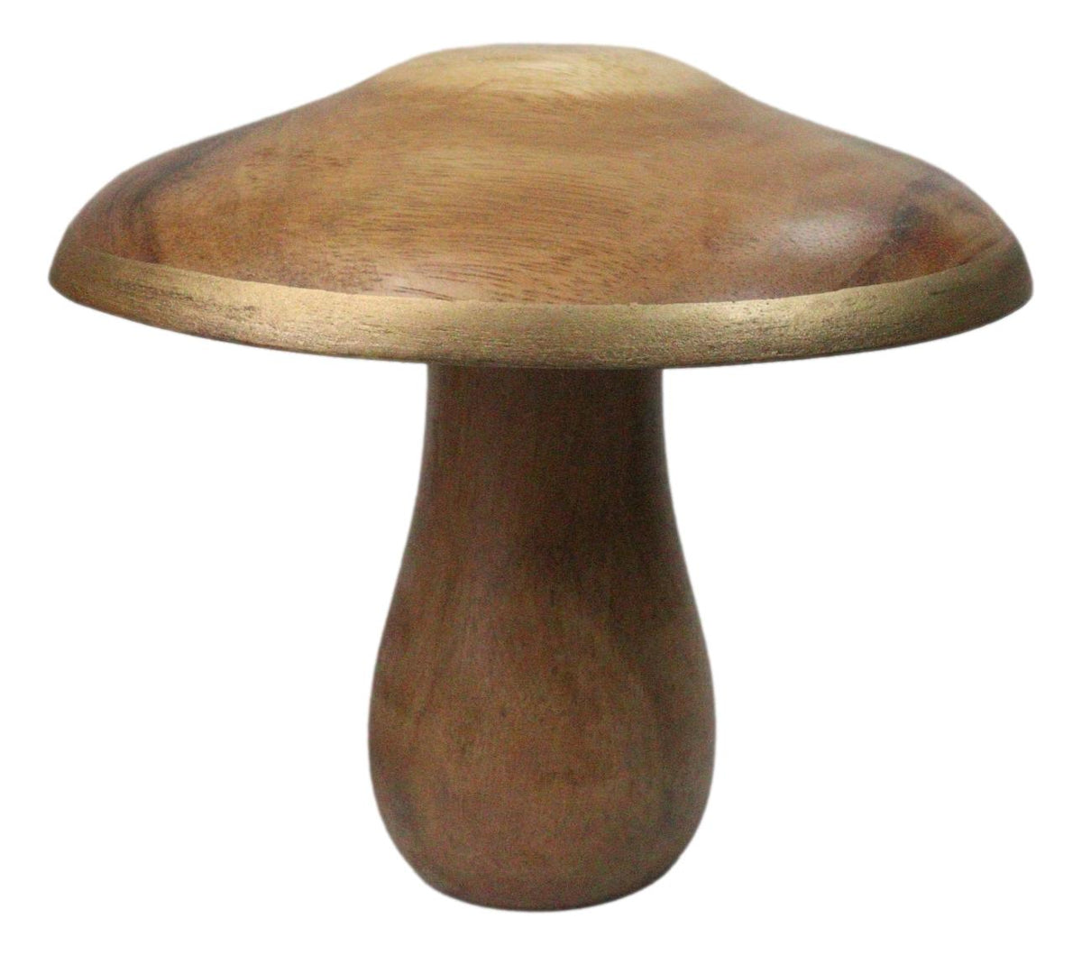 Pack Of 2 Rustic Handcrafted Hardwood Acacia Mushrooms With Golden Edge Decors