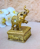 Golden Thai Elephant Trinket Box with Gemstone Crystals, Ornate Buddha Inspired