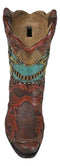 Western Star Texas Longhorn Colorful Faux Tooled Leather Cowboy Boot Money Bank