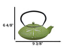 Green Dragonfly Traditional Cast Iron Tetsubin Teapot With Enamel Liner 37oz