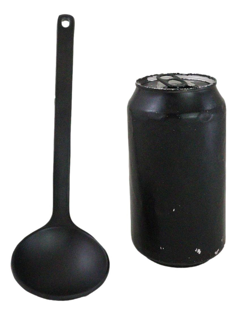 Pack Of 6 Ridged Matte Black Melamine Stirring Mixing Serving Ladle Spoons
