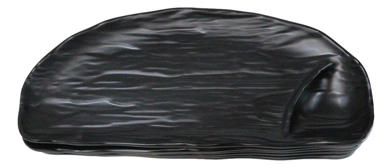 Pack Of 6 Half Moon Matte Black Melamine 2 Partitions Sushi Plates Platters 11"L
