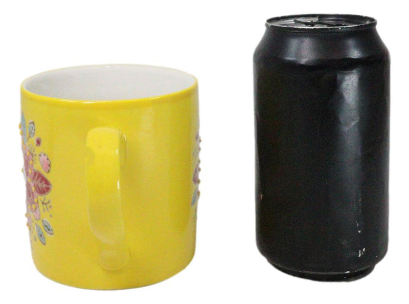 Yellow Manipura Navel Chakra Zen Flower Of Life Mandala Circle Ceramic Mug