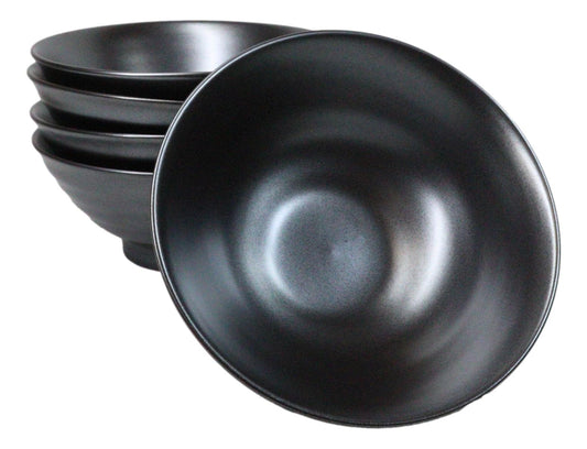 Pack Of 5 Black Tetsu Kesho Ceramic Collection Large Ramen Soup Dinner Bowl 40oz