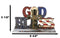 Rustic Western Patriotic United States Flag With Cross God Bless Desktop Plaque