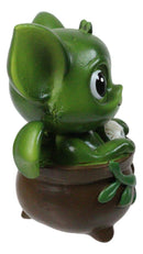 Green Ivy Drake Potion Pals Small Baby Dragon Imp Sitting in Cauldron Figurine