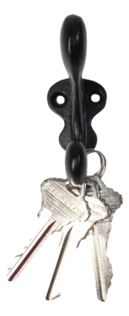 Pack Of 4 Cast Iron Black Traditional School House Double Peg Wall Hooks Accent
