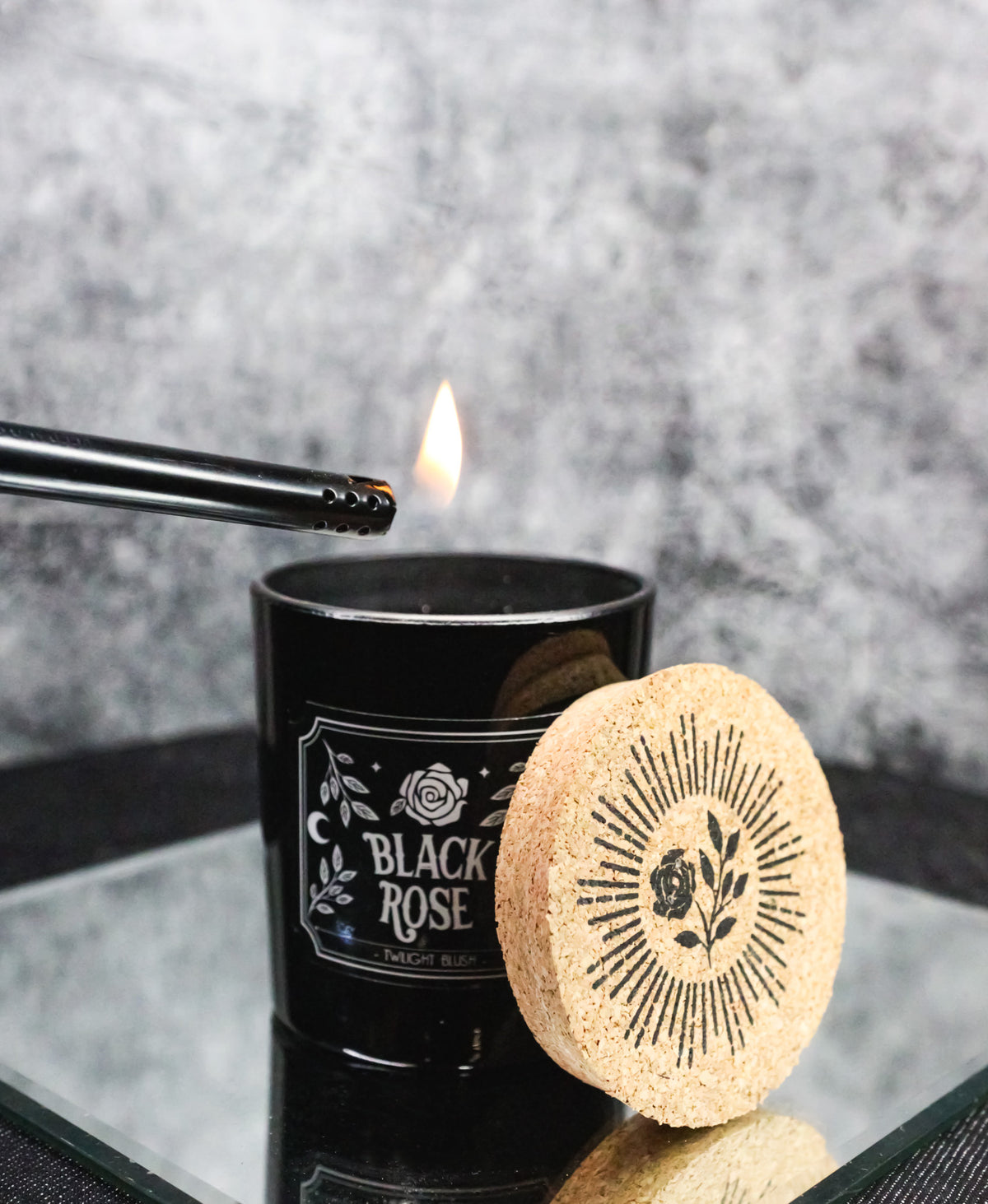Wicca Midnight Ritual Black Rose Twilight Blush Pillar Candle Home Fragrance