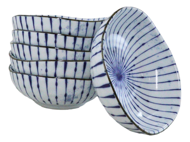 Pack Of 6 Fubuki Tokusa Made In Japan Round Flair Small Shallow Bowls 11oz