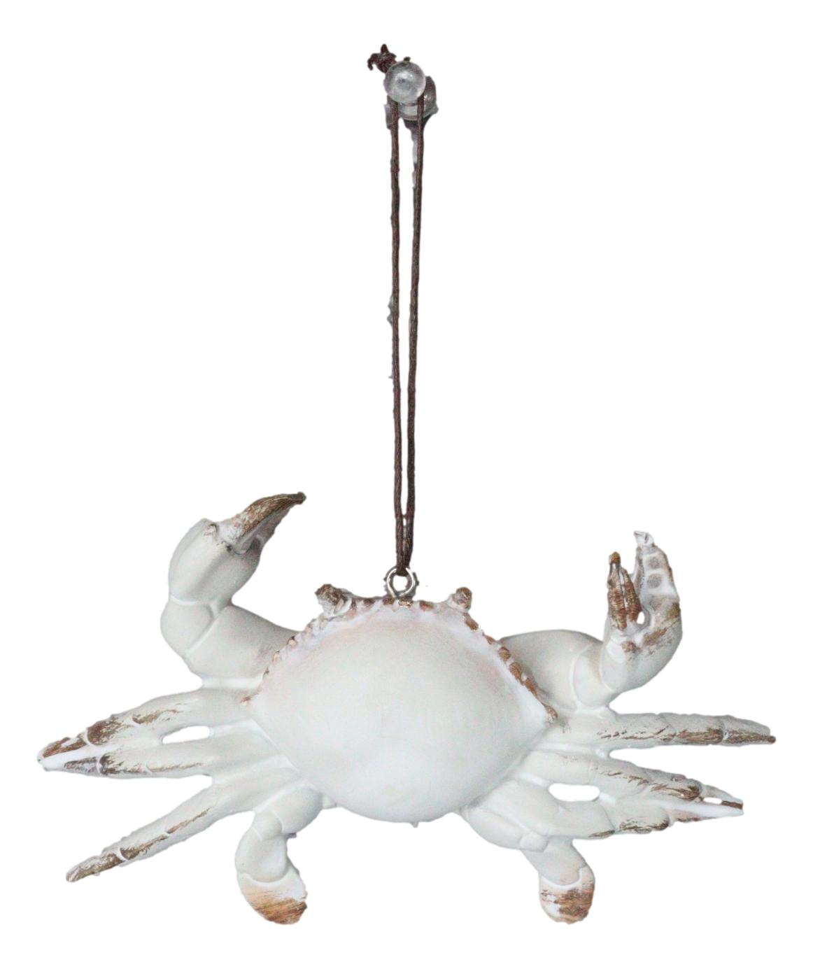 Set Of 6 Antique White Beach Crabs Ocean Marine Wall Hanger Decor Tree Ornaments