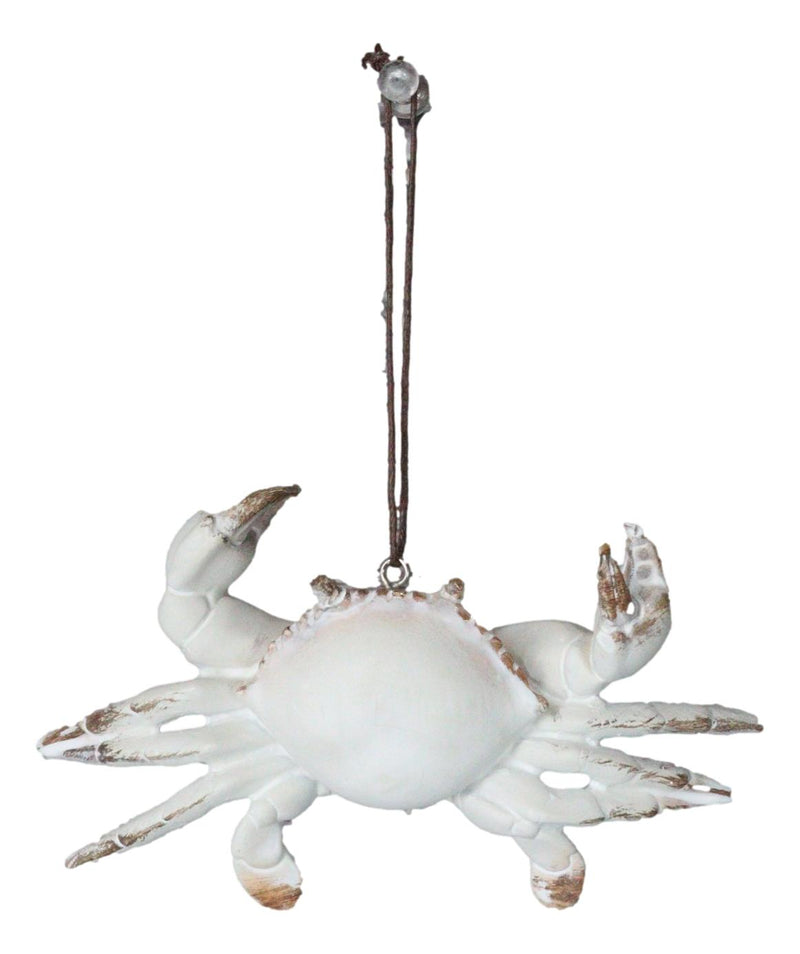 Set Of 6 Antique White Beach Crabs Ocean Marine Wall Hanger Decor Tree Ornaments