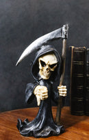 Grim Reaper Holding Scythe Figurine with Thumbs Down Gesture, Gothic Skeleton