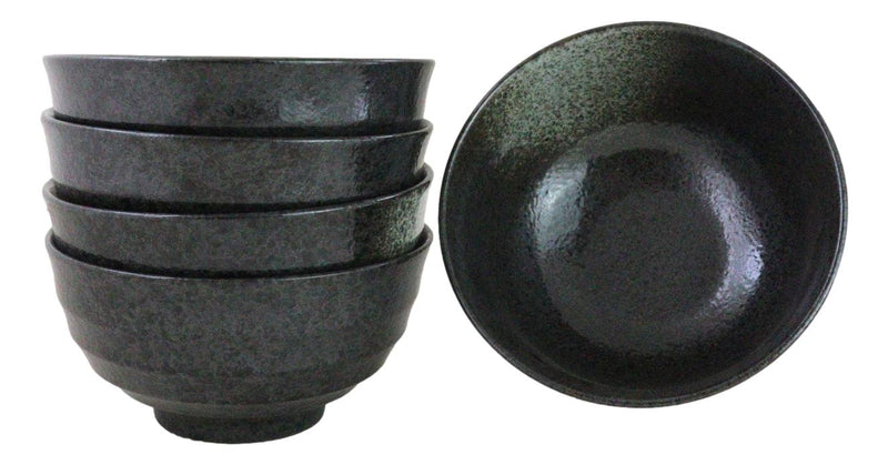Pack Of 5 Grey Tone Hakumu Ceramic Soup Salad Rice Donburi Poke Bowls 24oz