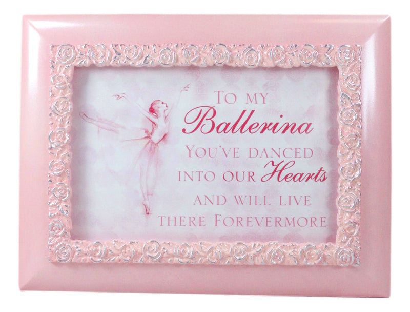Forever In Our Hearts Dancing Ballerina Pink Floral Wooden Trinket Musical Box