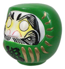 Green Talisman of Vitality Japanese Zen Daruma Figurine With Unpainted Eyes