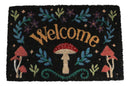 Welcome Mushrooms and Herbs Botanica Black Coir Coconut Fiber Floor Mat Doormat