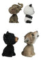 Whimsical Elephant Panda Black Bear And Wolf Set Of 4 Mini Bobblehead Figurines