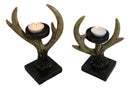 Cozy Pines Antler Tealight Candle Holders Set of 2 Rustic Deer Antler Stands