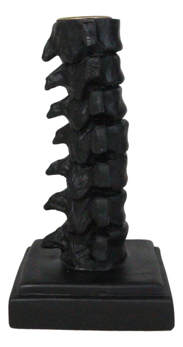 Black Vertebrae Back Bones Spine Skeleton Macabre Taper Candle Holder Figurine