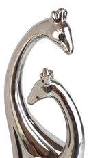 Silver Ceramic Modern Chic Pop Art Giraffe Mother And Calf Silhouette Sculpture
