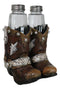 Rustic Western Silver Conchos Cowboy Boots With Spur Salt Pepper Shakers Holder