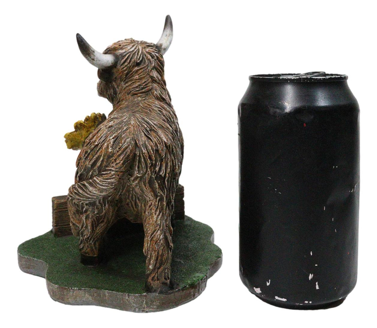 Western Scottish Highlands Cattle Cow with Sunflowers Holy Cow Plank Figurine