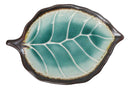 Pack Of 6 Green Crackle Midori Kannyu Ceramic Leaf Shaped Appetizer Salad Plates